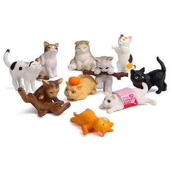 

10 Pieces of Cute Animal Cat Character Toys Mini Character Series Toys, Cake Decoration, Plants, Car Decoration
