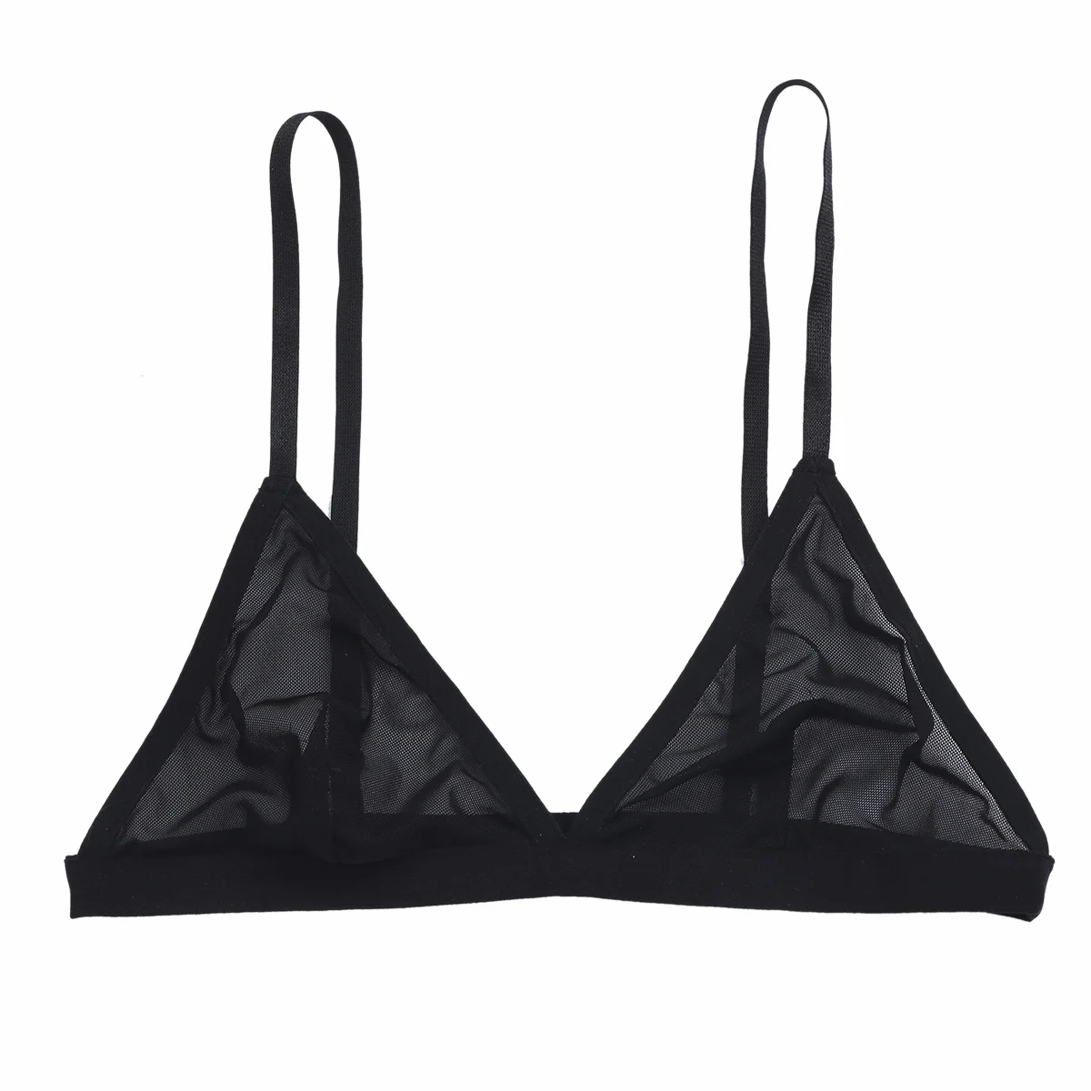 Womens Sheer Mesh Transparent Wireless Unlined Bra Tops Sexy Triangle Bralette Balconette Comfortable Brassiere Underwear