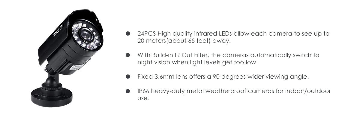 ZOSI 4CH HD AHD DVR 4 шт. 720P 1280TVL AHD Наружные камеры безопасности домашняя система безопасности комплекты видеонаблюдения