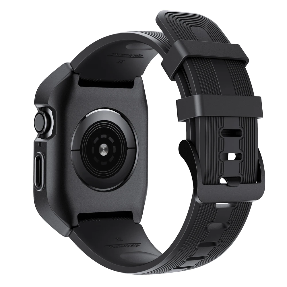 Чехол из поликарбоната с силиконовым ремешком для часов Apple Watch 5 4 3 2 1 ремешок 44 мм 40 мм 42 мм 38 мм аксессуары высокого качества для iWatch серии
