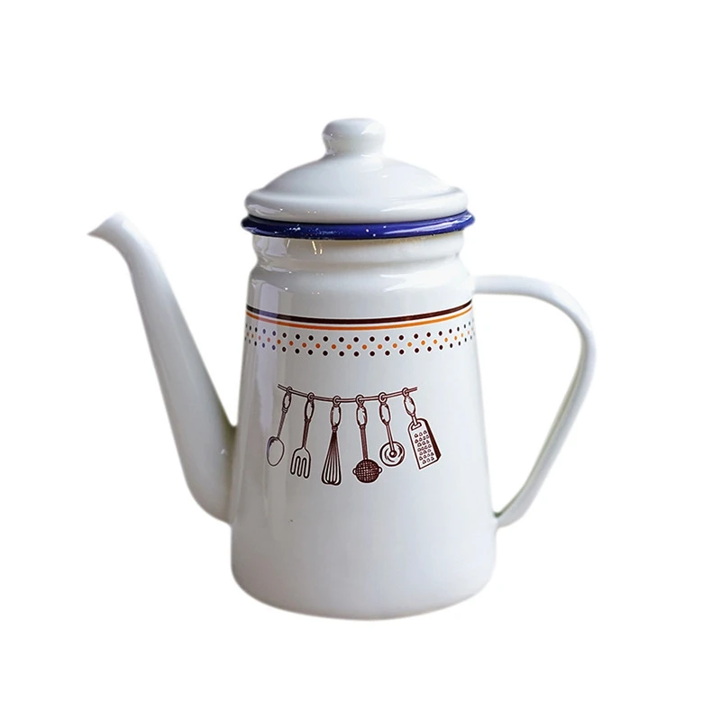 

1L Japanese Style Drop Coffee Pot Enamel Heated Water Teapot
