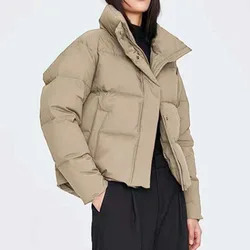 2022Women Jackets Warm Thick Coats Winter Casual Long Sleeve Cotton-Padded Clothes Woman Chic Solid Color Jacket Zipper Outwear