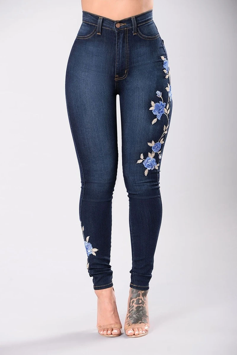 Women Jeans High Waist Skinny Push Up Large Size Jeans  Spring Summer Stretch Plus Size Female Embroidered Pencil Jeans women's clothing stores