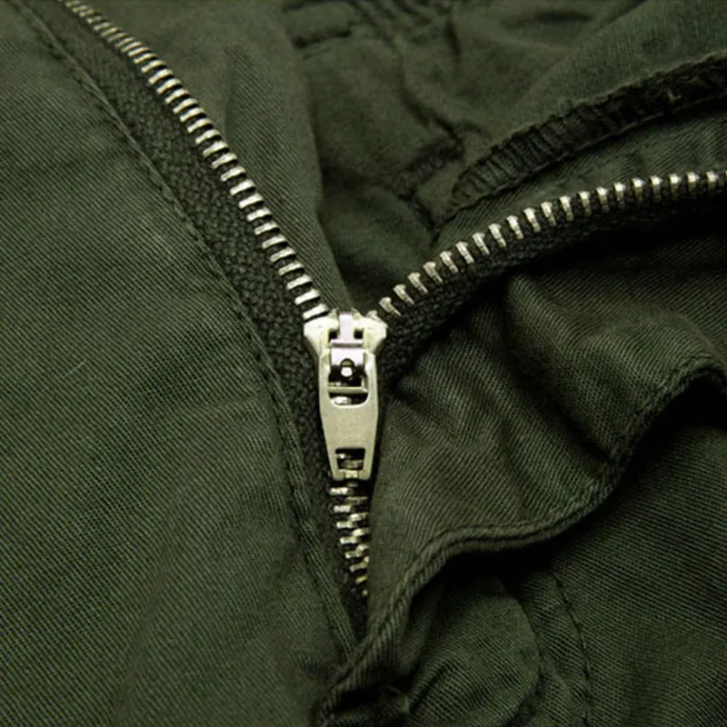 Buy 2019 Fashion New Men's Youth Loose Large Size Multi-pocket Solid Color Five-point Pants Overalls excluding belt