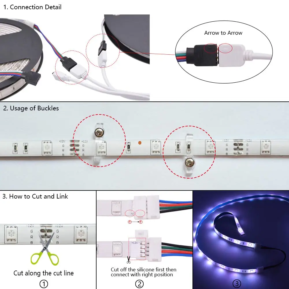 LED Strip Lights 32.8ft 300 LEDs SMD 5050 RGB Color Changing Light IP65 Waterproof Tape Lighting with 44 Key Remote | Лампы и