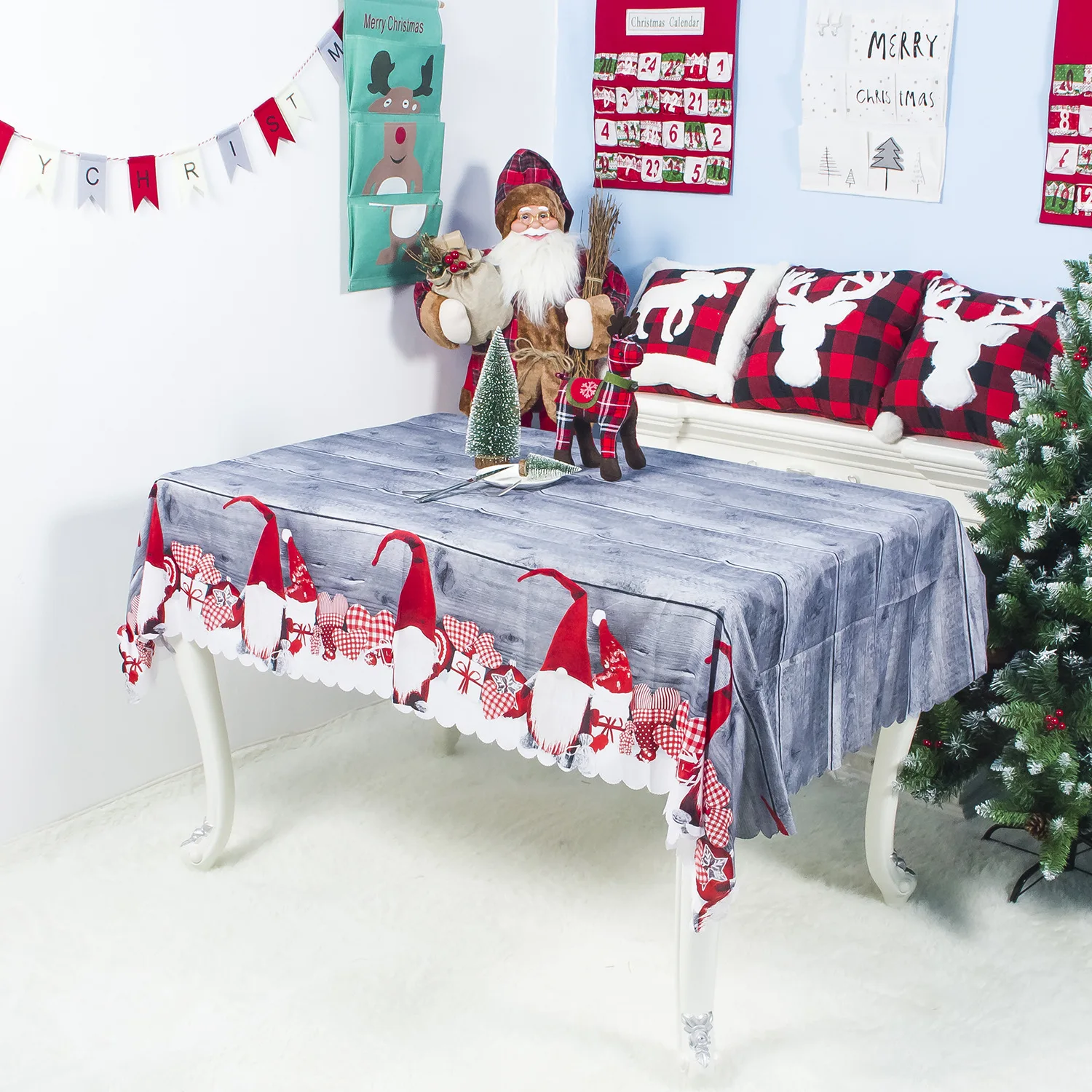  Christmas table cloth Christmas cartoon polyester table cloth can be washed 150*180 cm Christmas ta