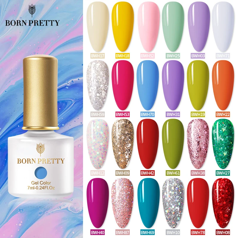 BORN PRETTY 1 Bottle 7ml Color Party Series Nail Gel Polish Colorful Gel Varnish Semi Permanent