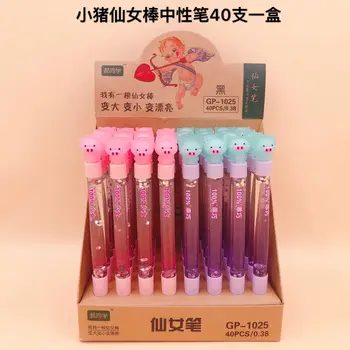 

40pcs Gel Pens Cartoon Pig black gel-ink pens for writing student pen Cute stationery office school supplies 0.5mm