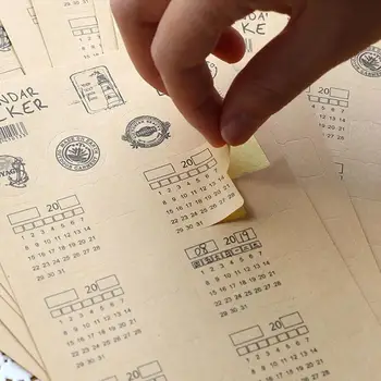 

2 Handwritten Annual Calendar Index Stickers Universal Diy Handwritten Brown Kraft Paper Calendar Index Label Stickers