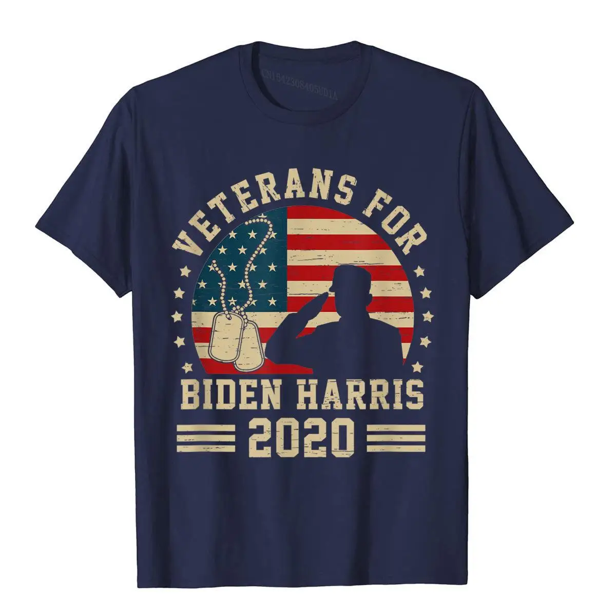 Veterans for Biden Harris 2020 USA Flag Vintage Retro T-Shirt__B9692navy