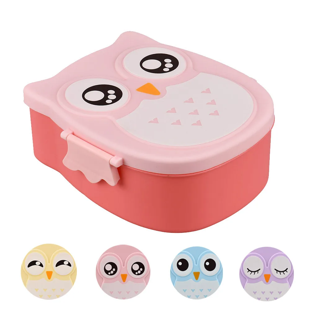 

Owl Portable Lunch Box Food Container Plastic Cute Cartoon Children Students Food Storage Containers Sealed Microwave #LL