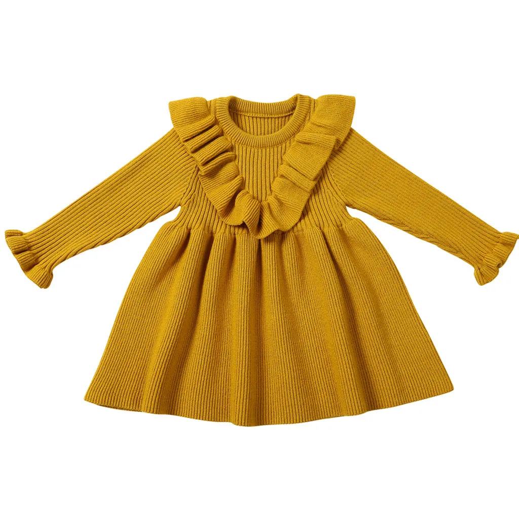 Зимние платья для маленьких девочек; зимнее вязаное платье для малышей 8 месяцев; теплое платье для малышей; вязаный свитер; Детские платья для девочек