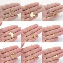 Origami Lobo Animal colgante collar para Mujeres Hombres Acero inoxidable joyería gato Mickey amor dragón collares hombre regalo(China)