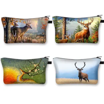 

3D Deer Print Multifunction Travel Cosmetic Bag Women Makeup Bags Floral Toiletry Organizer Deer Storage Make up Cases
