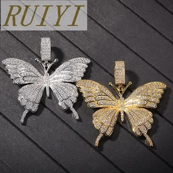 

Micro inlaid zircon butterfly pendant ladies necklace hip hop jewelry