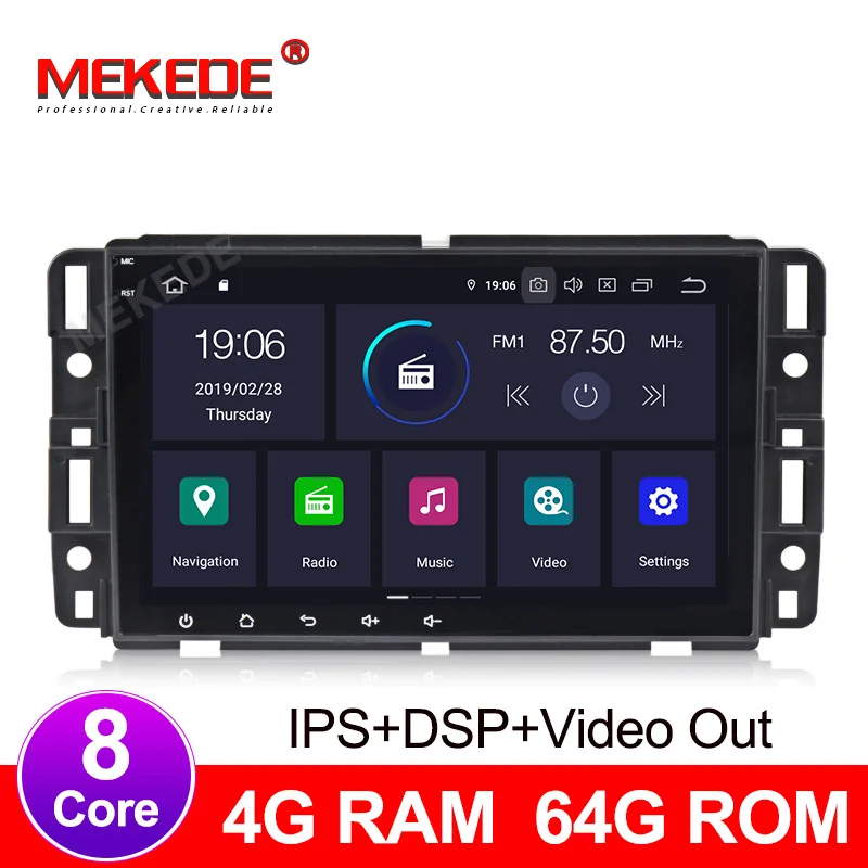 Дешево Автомобильный мультимедийный плеер Android 9,0 4 + 64G ips DSP Автомобильный font b gps b font радио плеер для GMC Yukon Savana Sierra Tahoe Acadia Chevrolet Express