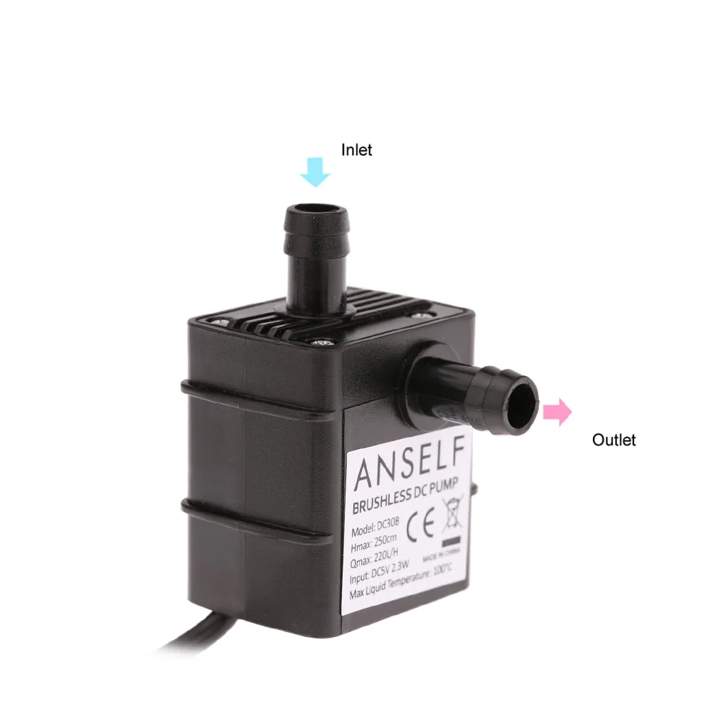 Мини USB DC5V 2,3 Вт микро Бесщеточный Водяной масляный насос Водонепроницаемый погружной фонтан аквариумный циркулирующий 220л/ч подъемник 250 см