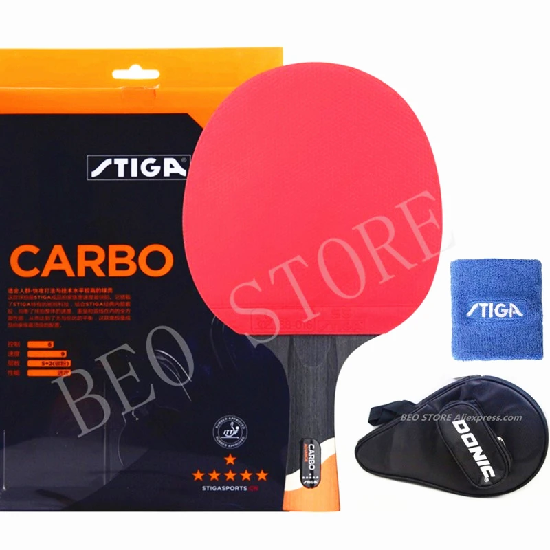 STIGA 6 Star Racket Offensive Professional Carbon Pimples In Rubber Original Stiga Table Tennis Rackets Ping Pong Paddle Bat sanwei c2 ld table tennis blade 5 plywood 2 ld carbon koto surface quick attack training ping pong racket bat paddle