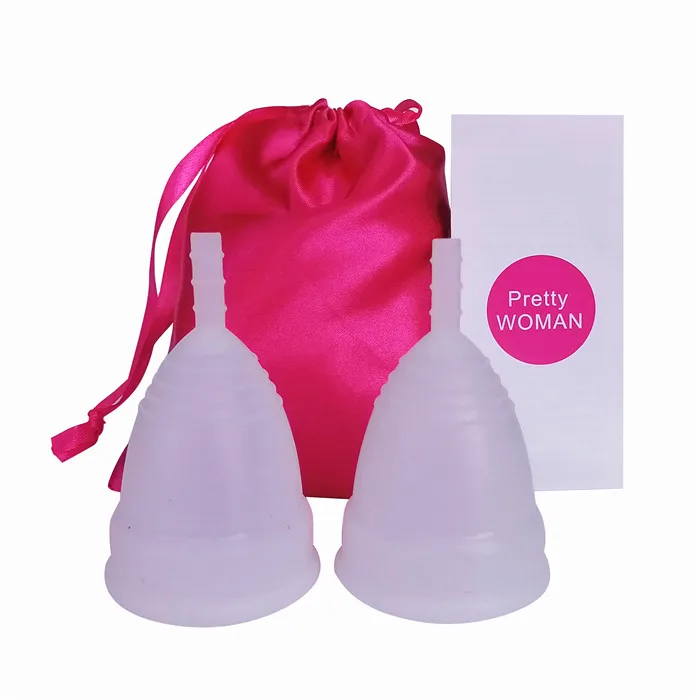Менструальная чашка копа менструальная Дамская чашка для женской гигиены многоразовая менструальная чашка хорошая, чем подушечки забота о здоровье женский период чашка - Цвет: A12-2Cup-1Bag-White