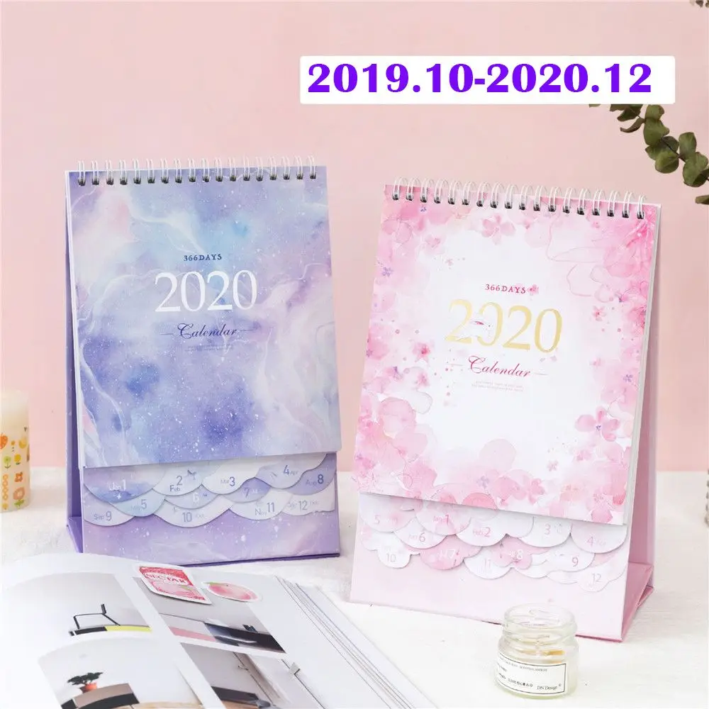 

2020 Romantic Dreams Series Desk Calendar Pink Sakura Daily Schedule Table Planner Starry Sky Yearly Agenda Organizer Office