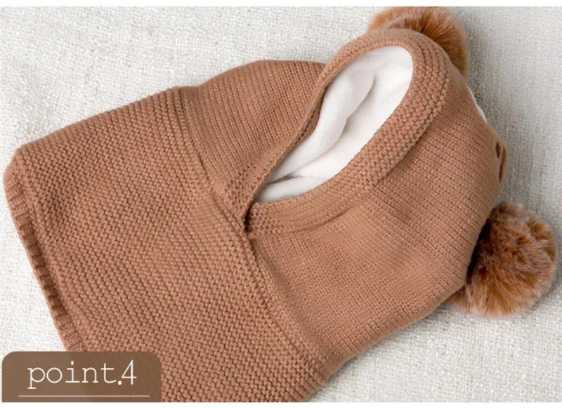 2019 детский вязаный короткий плюшевый внутренний шарф с капюшоном детская шапка и шарф Детская зимняя теплая защита ухо Панама для