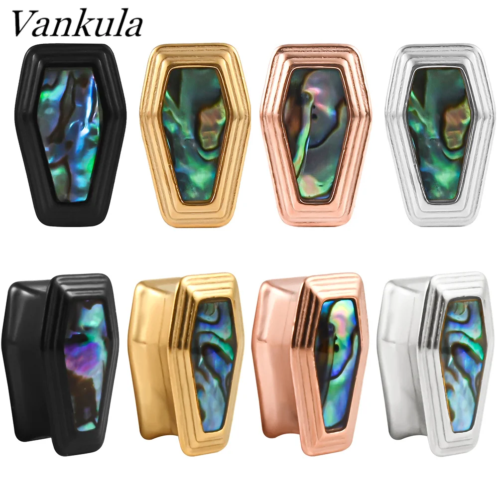 

Vankula 2 шт. унисекс шестигранный гроб раковины туннели для ушей заглушки тела расширитель растяжки Калибр серьги пирсинг ювелирные изделия