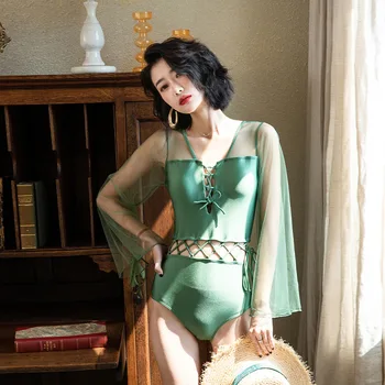 

Swimsuit Woman 2019 Plus Size Swimwear Swimsuits One Piece Korean 1 Beachwear Full Bathing Suit Women New Long Sleeve Sexy Push