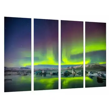 

Aurora borealis, Lake Norway, photo print on wood, modern picture decorative 26643
