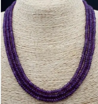 

AAA 2x4mm NATURAL AMETHYST FACETED GEMS BEADS NECKLACE 3 STRAND
