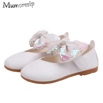 

Mumoresip 2020 Fashion Brand New Kids Shoes For Girls Children's Princess Dress Flats Bling Sequins Bowtie Soft Comfortable Cute