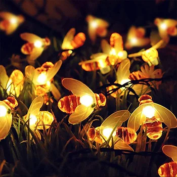 

Waterproof LED Solar Power Bee String Lights Outdoor Decors Lamp Garden Christmas Holiday Decor Party Wedding