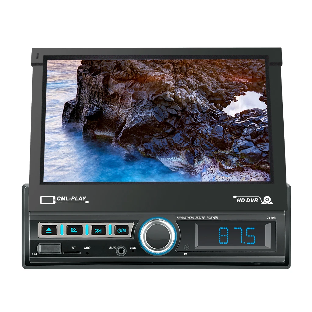 1 Din Car Radio Bluetooth Mirror link 1din Multimedia Player Touch Screen Retractable MP5 USB Audio Stereo 7110S