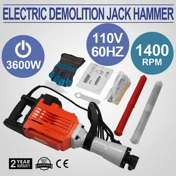 

Concrete Breaker 3600W 2 Chisel Bits Electric Demolition Jack Hammer Tool Hot