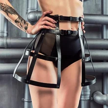 WKY сексуальное платье кожаный ремень для платья жгут Клубная одежда панк готическое платье одежда для стриптиза Сексуальное белье эротичес...(China)