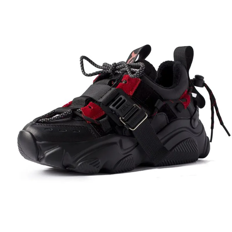 Taoffen/ женские модные кроссовки из натуральной кожи; удобная Брендовая обувь на толстой подошве; роскошные женские кроссовки; Размеры 35-42 - Цвет: red