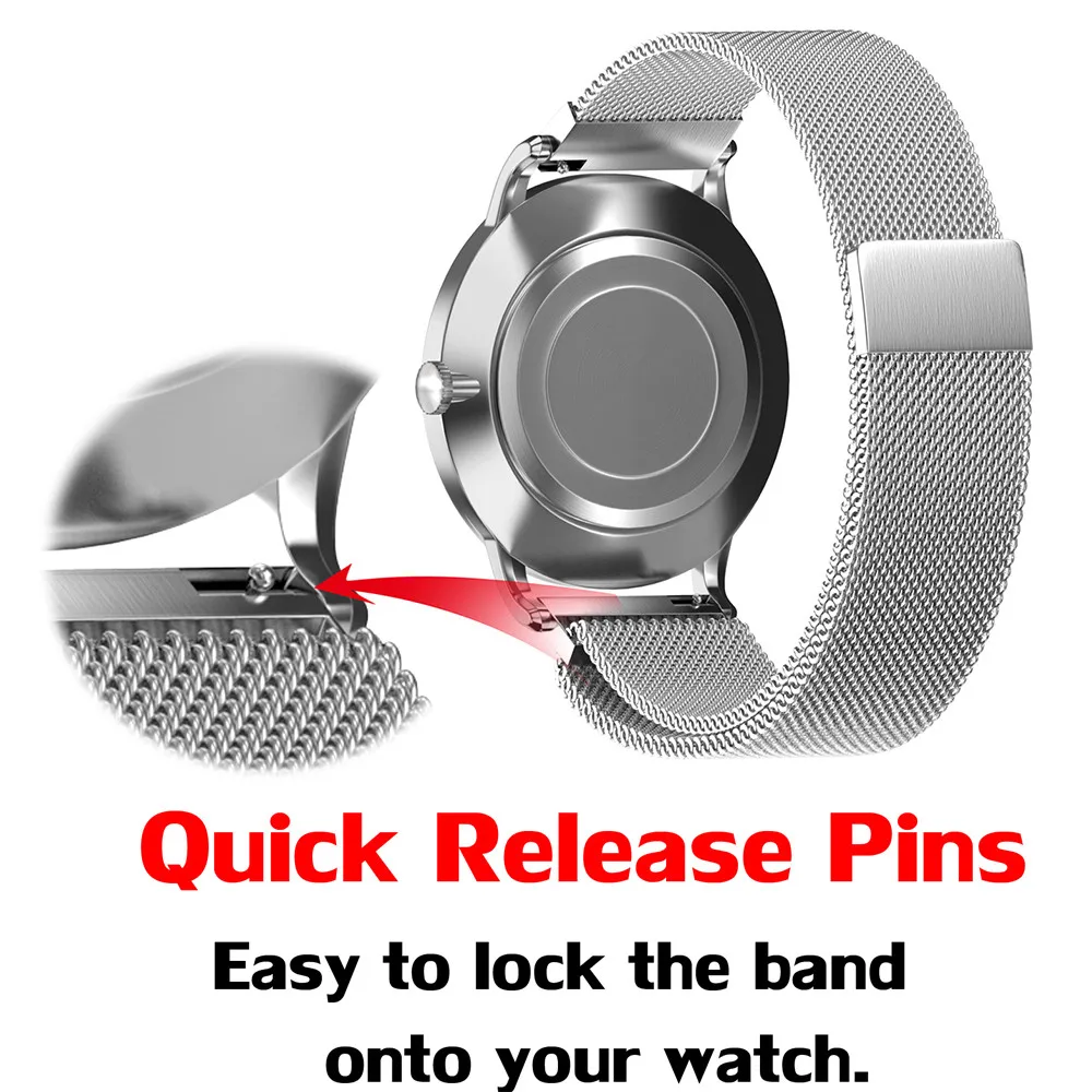 Samsung Gear S3 Frontier/Classic 22mm/S2 20mm Band Strap Galaxy Watch 46mm 42mm Stainless Steel Loop Milanese Belt Accessories