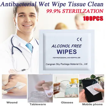 

Portable 100PCS Professional Alcohol Swabs Pads Wet Wipes 70% Isopropyl First Aid Home Skin Cleanser Sterilization(A Style)