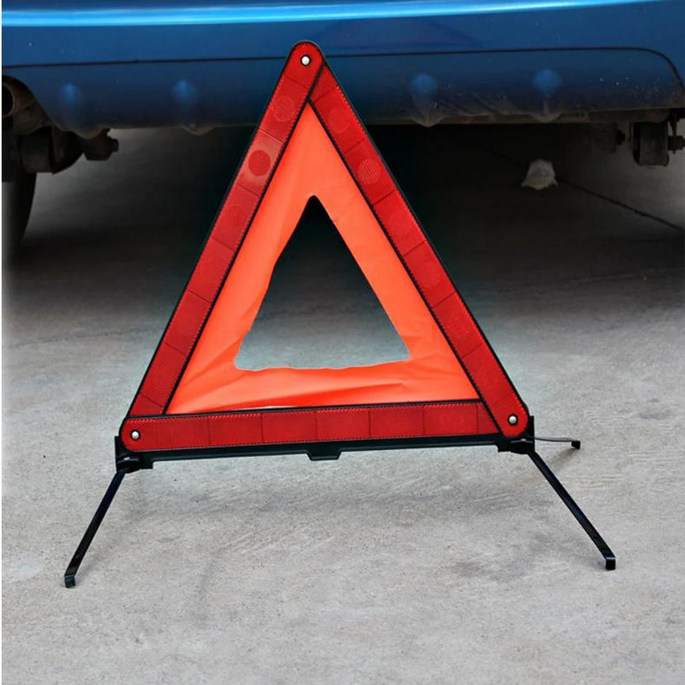 

Car Emergency Breakdown Warning Triangle Red Reflective Safety Hazard Car Tripod Folded Stop Sign Reflector Cinta Reflectante