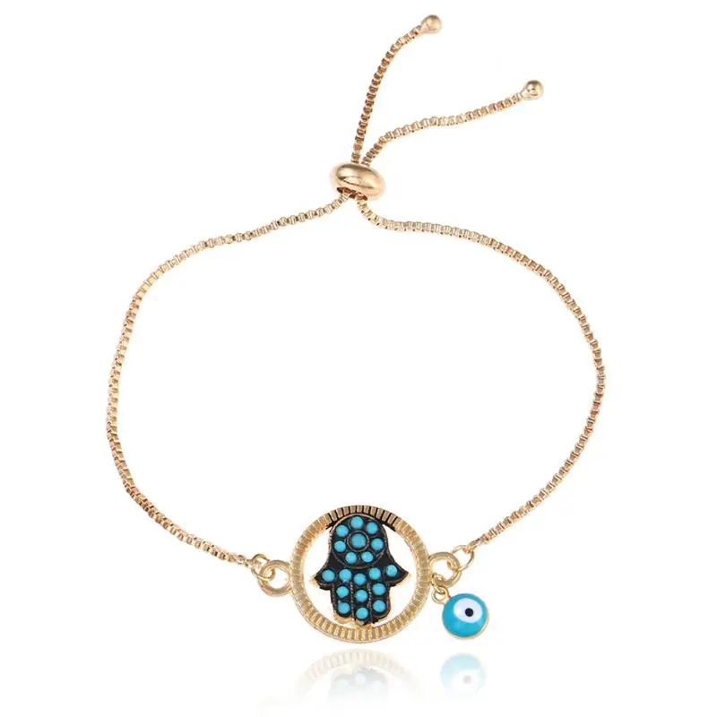 Турецкий счастливый синий кристалл сглаза браслеты ручной работы золотые цепочки счастливые ювелирные изделия - Окраска металла: 2