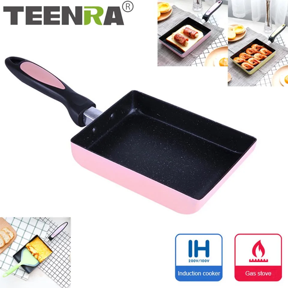 TEENRA Aluminium Alloy Fried Eggs Pans Japanese-Style Pancake Egg Pot Non-Stick Frying Pan Cookware Kitchen Tools