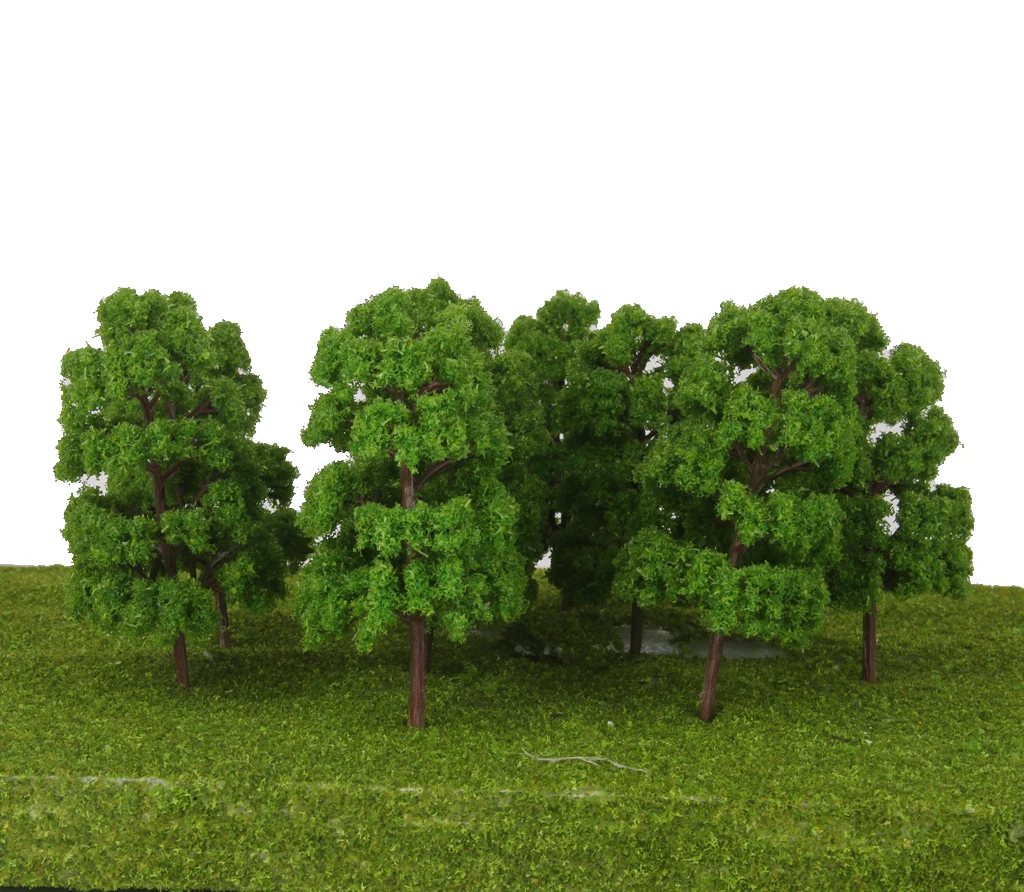 Generic Plastic Model Tree Railroad Building Street Park Scene Scale HO 1:75 Pack of 10