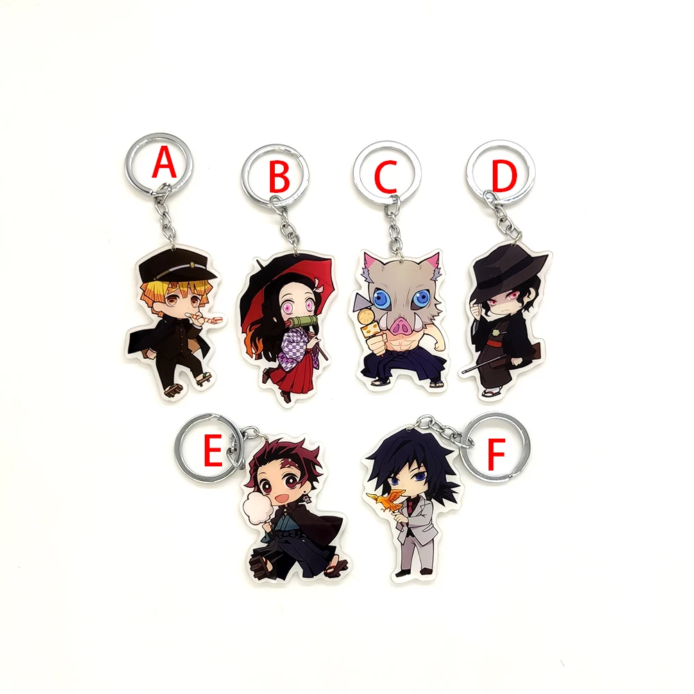 Love Thank You Demon Slayer Kimetsu no Yaiba Tanjirou Nezuko Zenitsu Inosuke Giyuu Muzan брелок для ключей кольцо