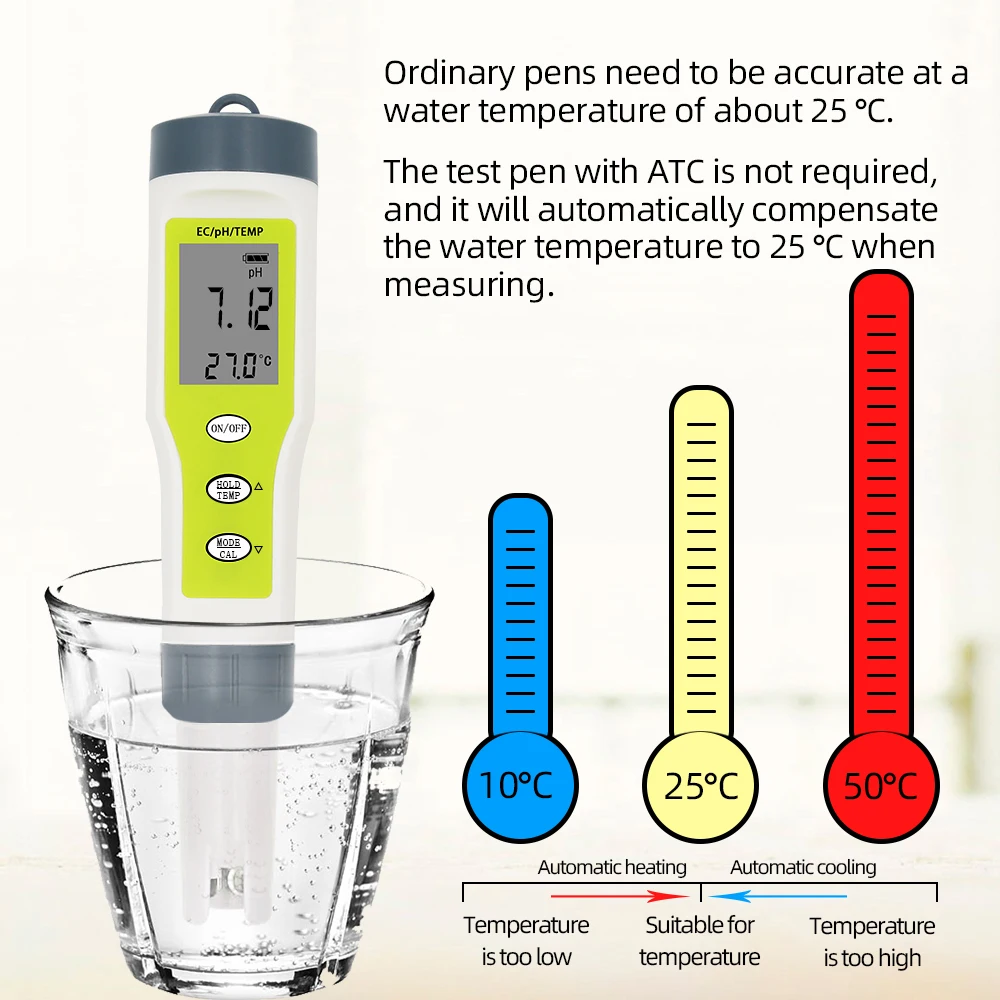 Digital PH TDS EC Meter Temperature tester Filter Measuring Water High Quality Purity Tester for pool aquarium 20%off