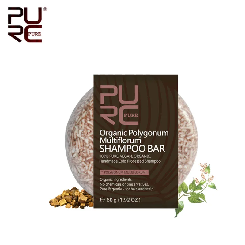 

PURC Organic Polygonum Multiflorum Shampoo Bar 100% PURE handmade cold processed hair shampoo soap no chemicals or preservatives