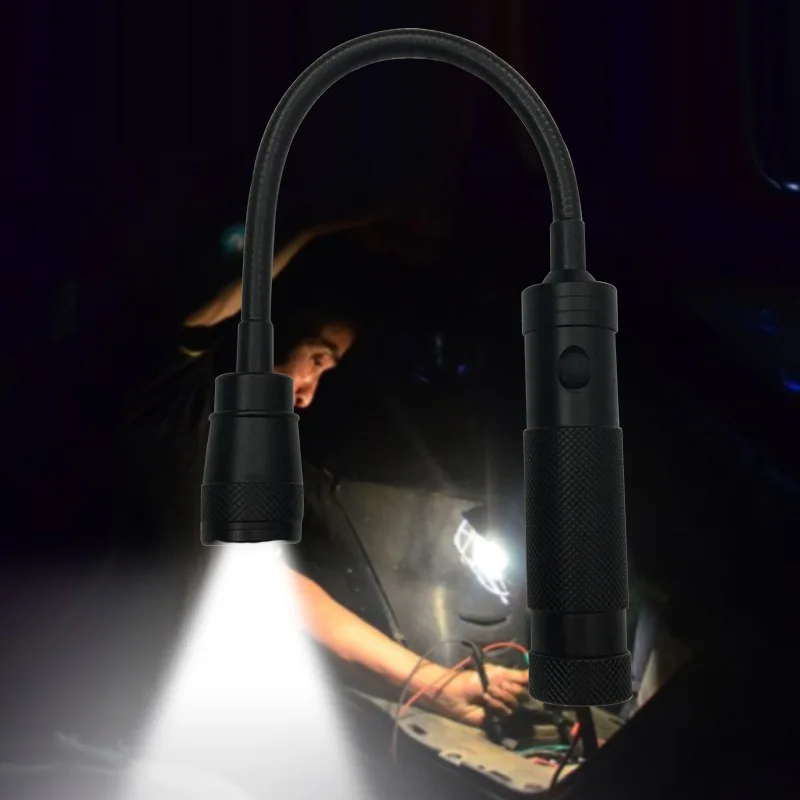 US $10.93 360 Degree Flexible LED Flashlight Magnetized Head Telescopic T6 LED Camping Flashlight Magnetic Pick Up Tool Lamp Light