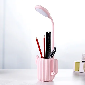 

LED Cactus Desk Light Eye Protection Dimmable Lamp with Pen Holder for Office Reading LO88