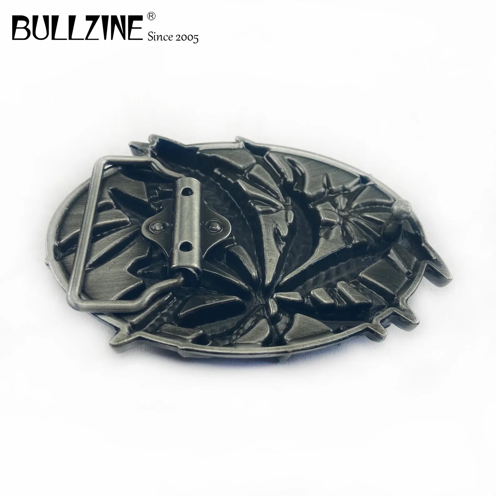 Пряжка для ремня Bullzine Leaf с отделкой из олова и Зеленым Эмалевым FP 02174 1 подходит