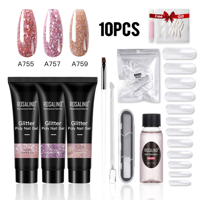 Poly Nail Gel Polish Kit Set For Nail Extension Builder Nail Gel Varnishes Poly Set For UV LED Manicure Base Top