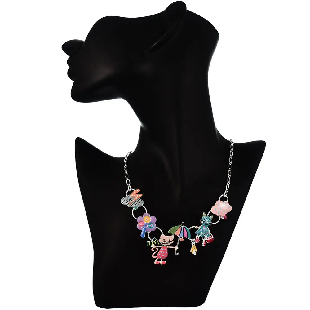 Женские ожерелья и подвески в виде котенка из эмалированного сплава колье чокер