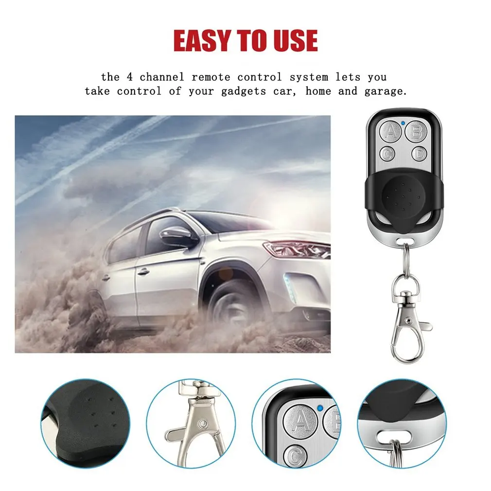 2022 NEW ABCD Wireless RF Remote Control433 MHz Electric Gate Garage Door Remote Control Key Fob Controller